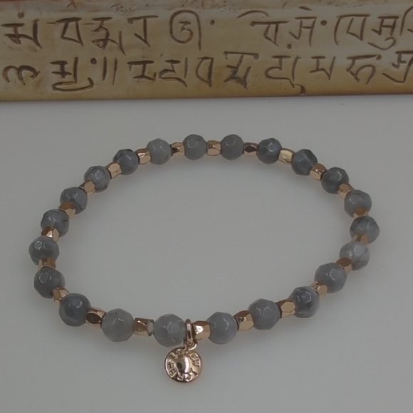 J. Crew Gray and Gold Stretch Bracelet with Charm - Picture 3 of 6